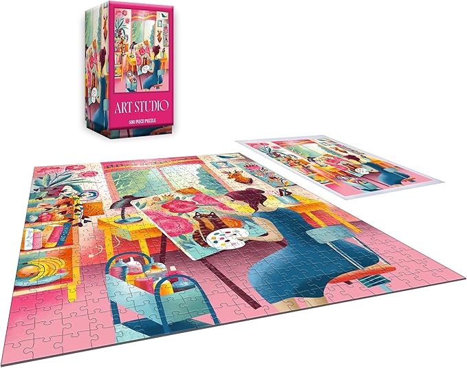 RoseArt - Vertical Visions - Art Studio - 500 Piece Jigsaw Puzzle - Vibrant Artist Studio Puzzle for Adults