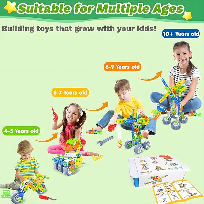 12 in 1 STEM Toys for 4 5 6 7 8+ Year Old Boy Girl Birthday Gifts Building Toys for Kids Ages 4-8 5-7 6-8 Educational Stem Activities for Boys 4-6 8-10 Construction Creative Games Holiday Idea Gift