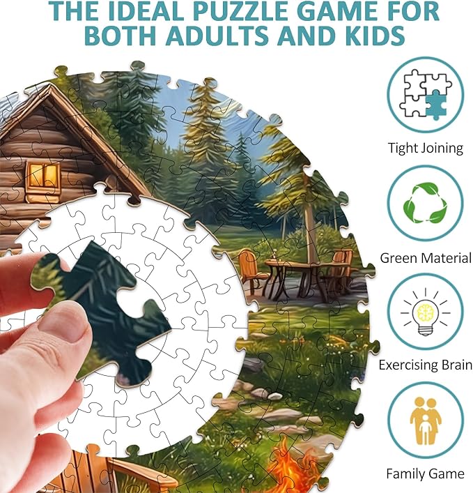 Landscape Puzzles for Adults 1000 Pieces, Outdoor Bonfire Cabin Village Jigsaw Puzzles 1000 Pieces for Adults, Fun Puzzles with Letters On Back, Beautiful Wall Decorations (26.5 * 26.5in)