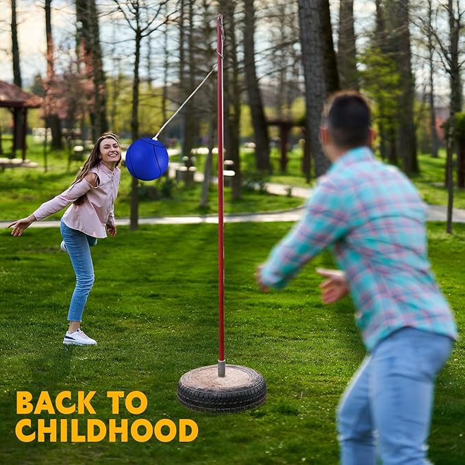 Shappy Tetherball Soft Tether Balls and Rope Set Game Replacement Tetherball Set Rubber Tether Ball Equipment for Kids Adults Indoor Outdoor Playground Yard Backyard Play