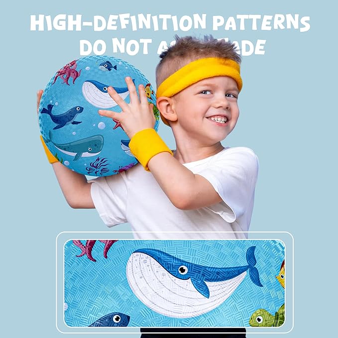 2 Pack Cartoon Kickball Set, 8.5 Inch Toddler Playground Balls, Bouncy Balls Ball for Kids Ages 3 and Up Gift, Dodgeballs Includes Pump and Storage Bag, Outdoor & Indoor Games Toy Balls for Toddlers