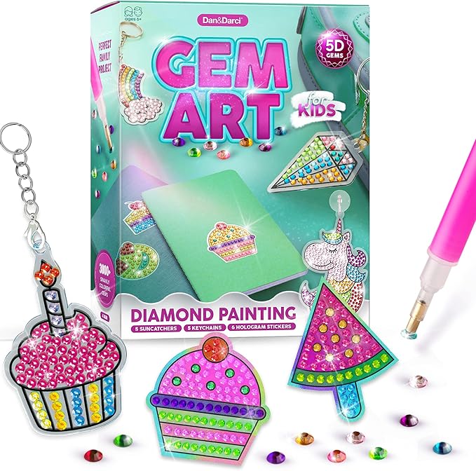 Dan&Darci Diamond Art Kit for Kids - Gem Painting - Easter Arts & Crafts Kits for Ages 6-12 - Gifts for 6, 7, 8, 9, 10, 11, 12 Year Old Boy & Girl - Girls Birthday Toys Gift Ideas - Craft Activities