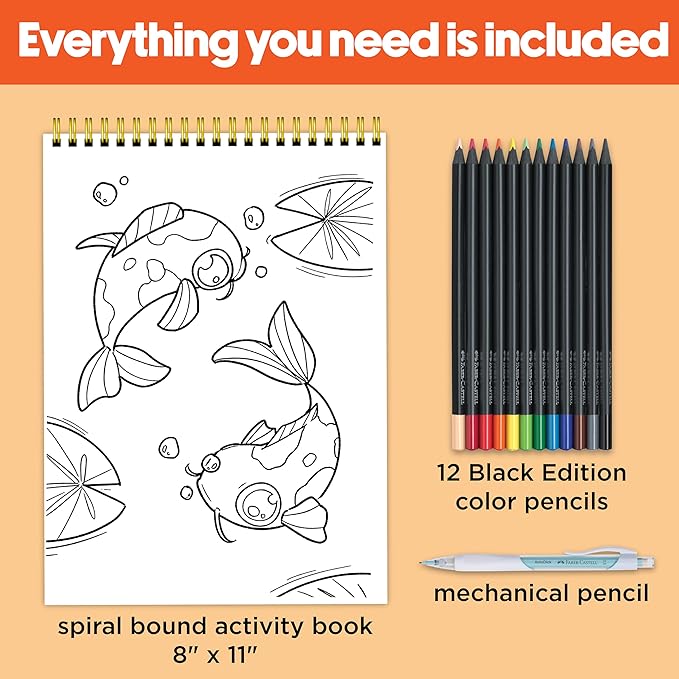 Faber-Castell Anime Drawing Kit: Japanese Adventures Edition | Step-by-Step Instruction Book with 20 Practice Pages, Color Pencil Set & Drawing Supplies for Kids, Easter Basket Stuffers (1 Book)