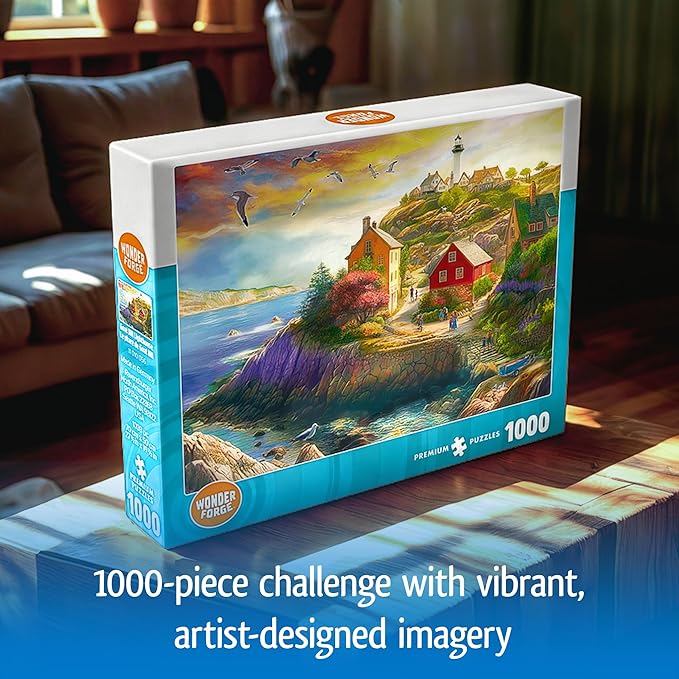 Wonder Forge Goat Hill Lighthouse 1000 Piece Jigsaw Puzzle for Adults | Unique, Perfectly-Fitting Pieces | Fun, Vibrant Imagery | Amazon Exclusive