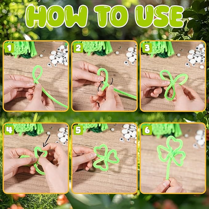 X Hot Popcorn 790 Pcs Pipe Cleaners Green Pipe Cleaners Bulk Pipe Cleaners Craft Chenille Stems for DIY Art Craft St. Patrick's Day Party Decorations