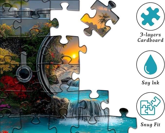 1000 Piece Landscape Puzzles for Adults, Nature’s Lens Sunset Scenery Puzzles, Unique Camera Scenic Jigsaw Puzzles for Adults