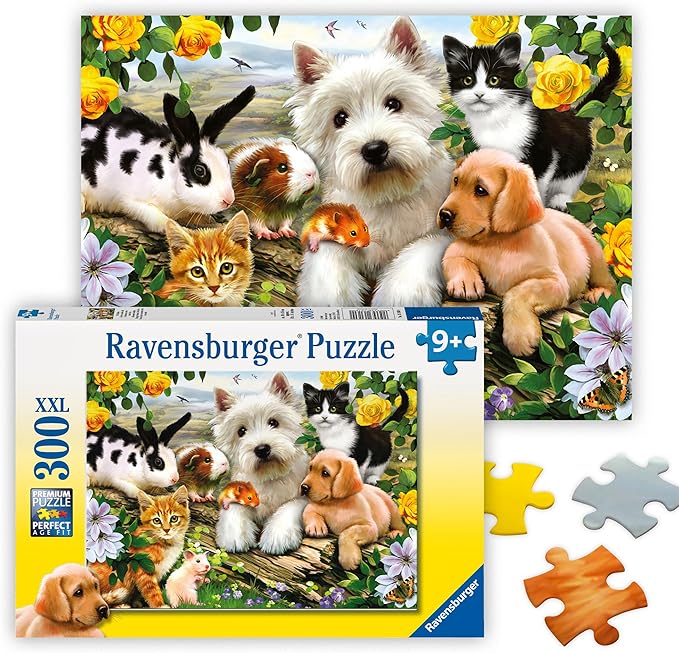 Ravensburger - Happy Animal Buddies - 300 Piece Jigsaw Puzzle - Exciting, Colorful Scene - Puppies, Kittens, Rabbits, and More - Premium Quality - Ideal Gift - Screen-Free Fun - Children Age 9+