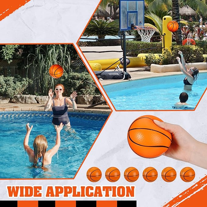 12 Pcs 4'' Mini Foam Basketballs for Kids Adults, Squeeze Stress Ball Safe Soft Replacement Beach Pool Basketball for Indoor Hoop Toddler Quiet Bouncy Sport Game (Orange)