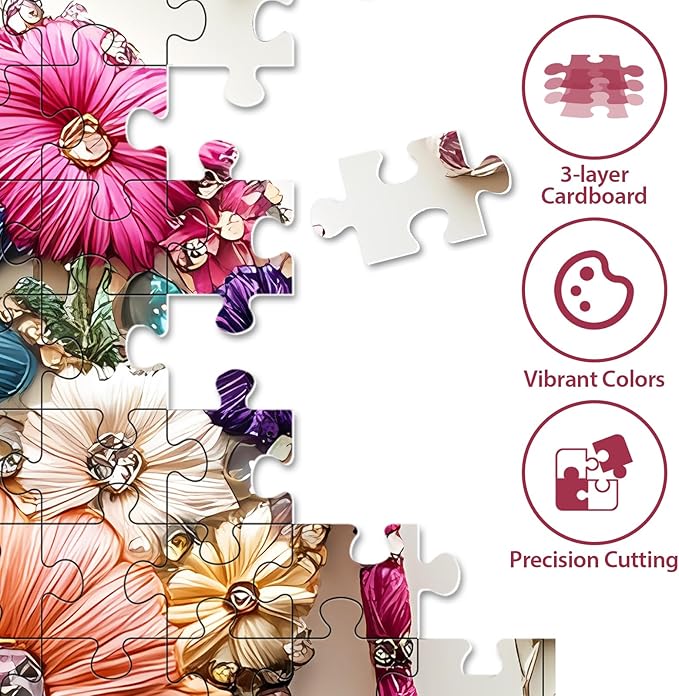 Puzzles 500 Pieces for Adults, Elephant Jigsaw Puzzle 500 Pieces for Adults Seniors, Colorful Crystal Flower Puzzles Beautiful Diamond Art Puzzle Challenging, Family Game Great Gift 20.5 * 15in