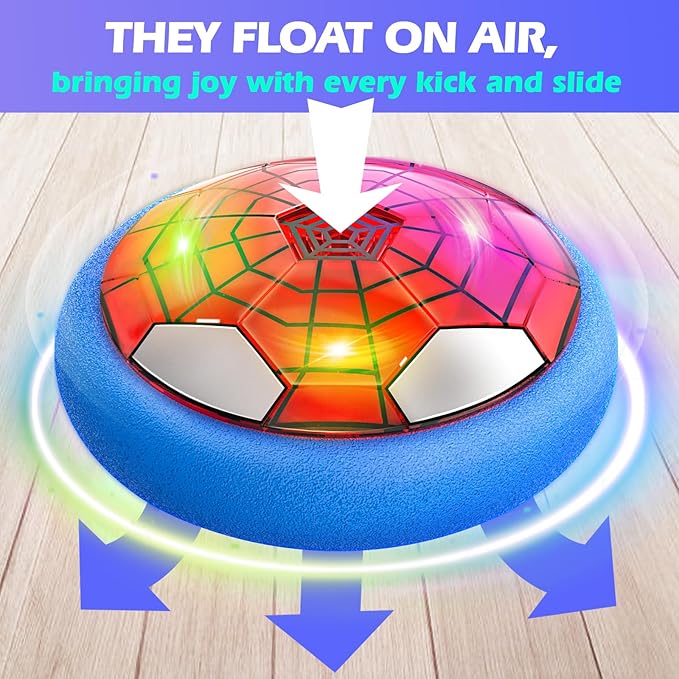 Hover Soccer Ball, Air Floating Soccer with LED Lights & Foam Bumper, Indoor Soccer Toys for Kids Ages 5-12, Ideal Easter Birthday for 4 5 6 7 8 9 10 11 12 Year Old Boys Girls