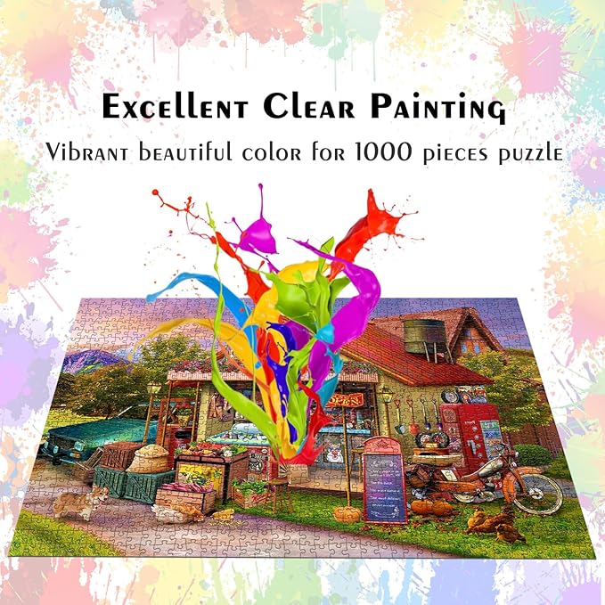 Jigsaw Puzzles for Adults 1000 Pieces, Country Store Interlock Perfectly Letter on Back No Dust, Home Decor Birthday Party Gift Toy for Men Women Olders Seniors (27.5"x19.6"), 1:1 Poster