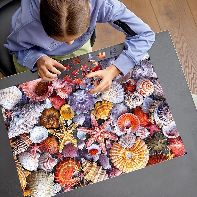 500 Pieces Jigsaw Puzzles for Adults–Colorful Beach Shells Puzzle for Adults Elderly–Recycled Paper Puzzle 500 Pieces–Glossy, Sturdy Pieces Challenging Family Game Great Gift Idea (20.5x15in)