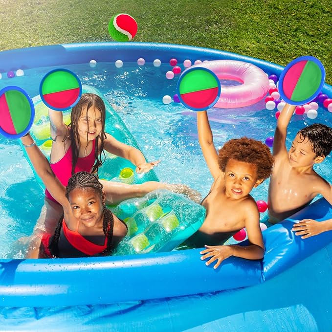 Toss and Catch Ball Set, Paddle Catch Ball and Toss Game for Kids, Great Beach Games/Backyard Games/Outdoor Games for Kids and Family