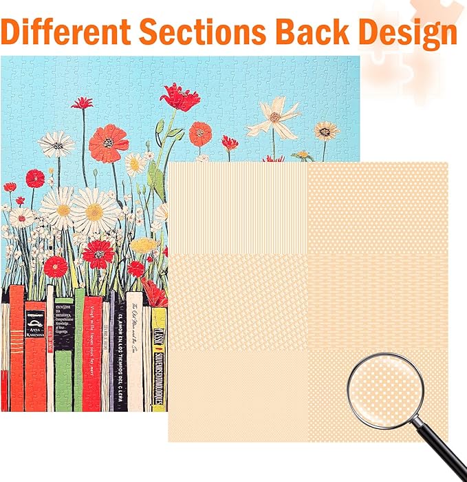 Jigsaw Puzzles for Adults 1000 Pieces, Floral Art Colorful Square Challenging Game for Family Activity Home Decor, 22.5x22.5 Inches, Flower Books