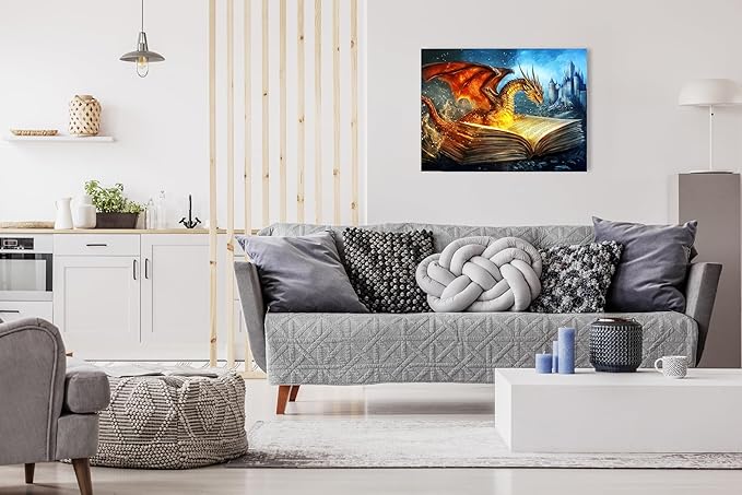 1000 Piece Jigsaw Puzzle for Adults - Mythical Dragon Springs Out of The Pages of a Book - Challenging Puzzle - Fantasy Dragon with Castle - 1000 Piece Puzzle for Adults. 20x27 inches