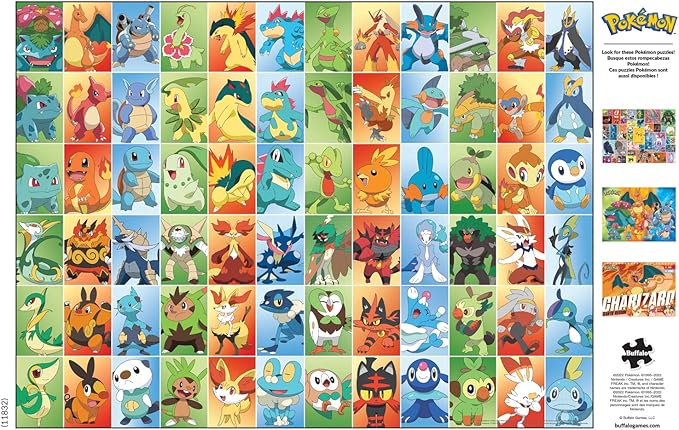 Buffalo Games - Pokémon - First Partners Squares - 1000 Piece Jigsaw Puzzle for Adults Challenging Puzzle Perfect for Game Nights - Finished Puzzle Size is 26.75 x 19.75