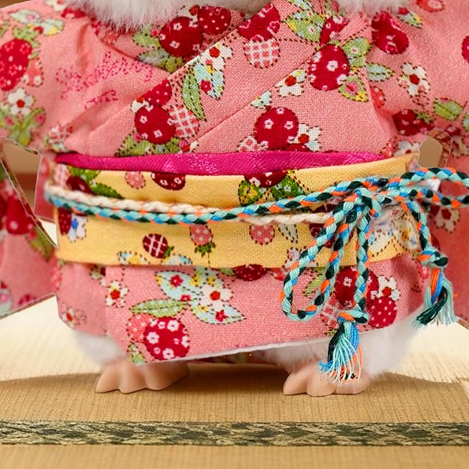 17cm Doll Clothes,Outfit Accessories Kimono Set for 6.7inch Dolls Girls, Kawaii Chic Designer Style Strawberry Butterfly Knot Hairbow+Pink Clothing Pajamas(NO Doll)