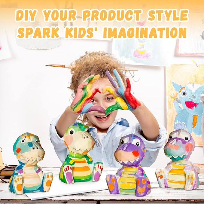 Paint Your Own Dinosaur Lamp Kit, DIY 3D Dinosaur Night Light, Art Supplies Arts and Crafts for Kids Ages 8-12, Creativity Painting Kit Toy for Girl Boy Birthday Gift Ages 3 4 5 6 7 8 9 10 11 12+