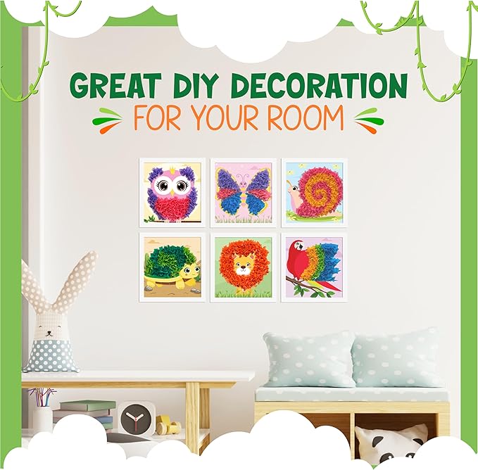 jackinthebox Poke Poke Art – Animals Theme, Mess-Free Fabric Art and Craft, Flower Pressing Kits, Gift for Kids, Gift for Girls and Boys Ages 4 5 6 7 8