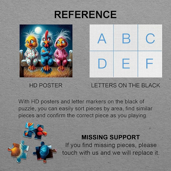 Funny Chick Art Puzzles for Adults 1000 Pieces, Fantasy Bird Chicken Aesthetic Jigsaw Puzzles, Magic Winter Stars Night Impossible Challenging Puzzle