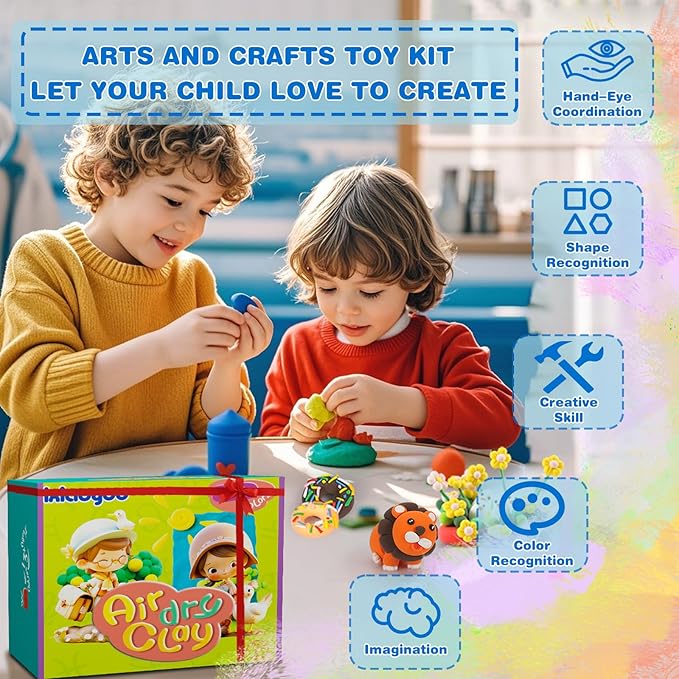 Air Dry Clay for Kids, 78 Colors Modeling Magic Clay, Safe & Non-Toxic, DIY Model School Arts & Crafts Kit with Tools, Home Party Favors, Birthday & Christmas Toys Gift for Boys & Girls