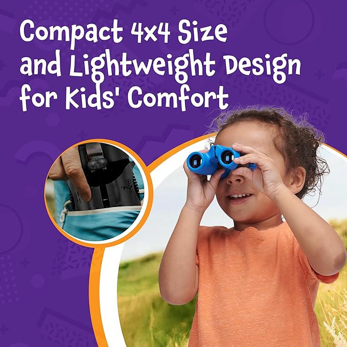 Think Peak Black Binoculars Science Toy for Kids Ages 3-12 Years - Real Compact Outdoor Adventure & STEM Educational Nature Hiking Explorer for Bird Watching, Camping Children’s Birthday Gift
