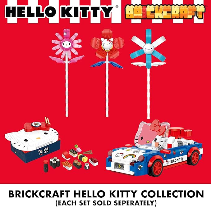 Brickcraft Officially Licensed Sanrio Hello Kitty Bento Box Building Set, 191-Piece Multicolored Brick Kit with Detailed Character Face and Mini Sushi Builds, Adorable for Fans Seasonal