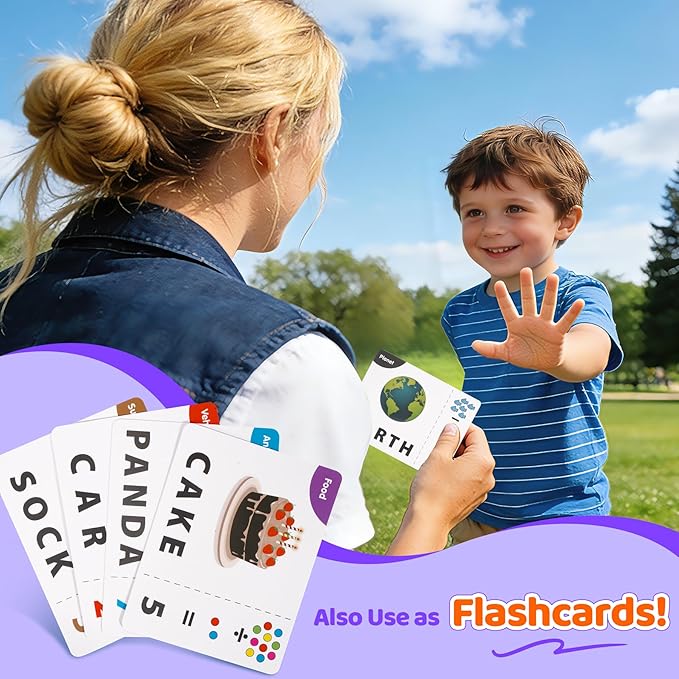 Educational & Learning Toys for Kids, 3-8 Years Old Matching Games with Letter & Math Flash Cards, Christmas Birthday Gifts for Preschool Boys Girls Grandkids - Purple