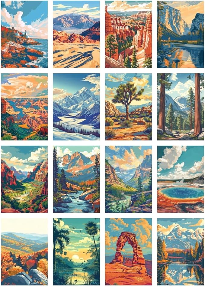 RoseArt - National Parks Jigsaw Puzzle Box Set - 16 Mini Puzzles, 100 Pieces Each - Colorful Puzzle Gift Set for Adults