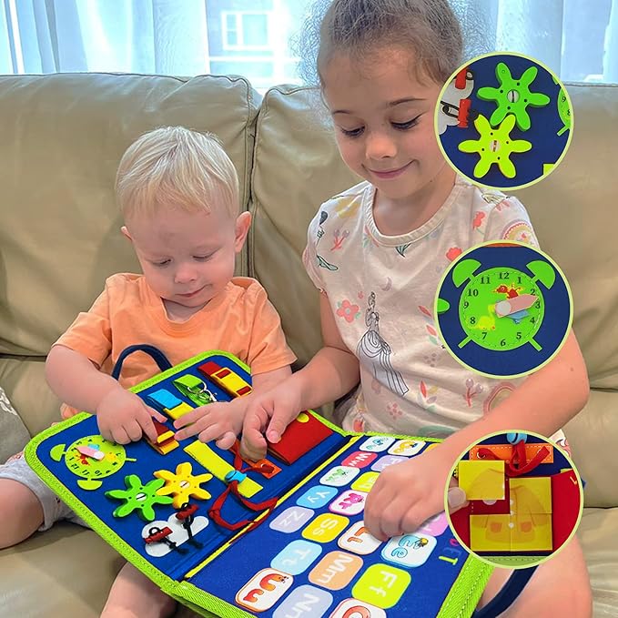 LearnToy Dinosaur Montessori Learning Toy for Toddlers Ages 3-5 Years, Busy Sensory Board with Educational Activities, Travel-Friendly Developmental Skills Toy