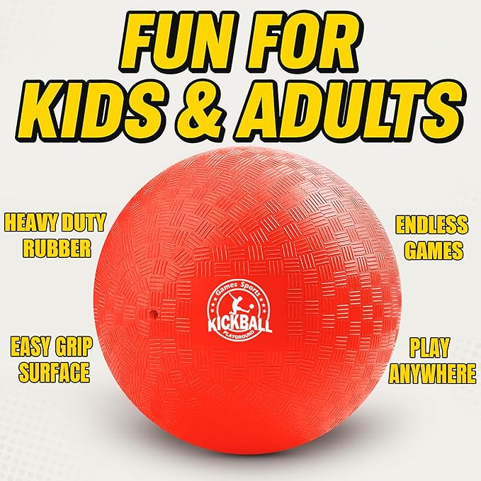 10 Inch Kickball Playground Balls 6 Pack or 12 Pack, Playground Balls for Kids&Adults, Dodgeballs for School Outdoor&Indoor Games, with Hand Pump and Storage Bag, Boys and Girls Gift with Gift Box