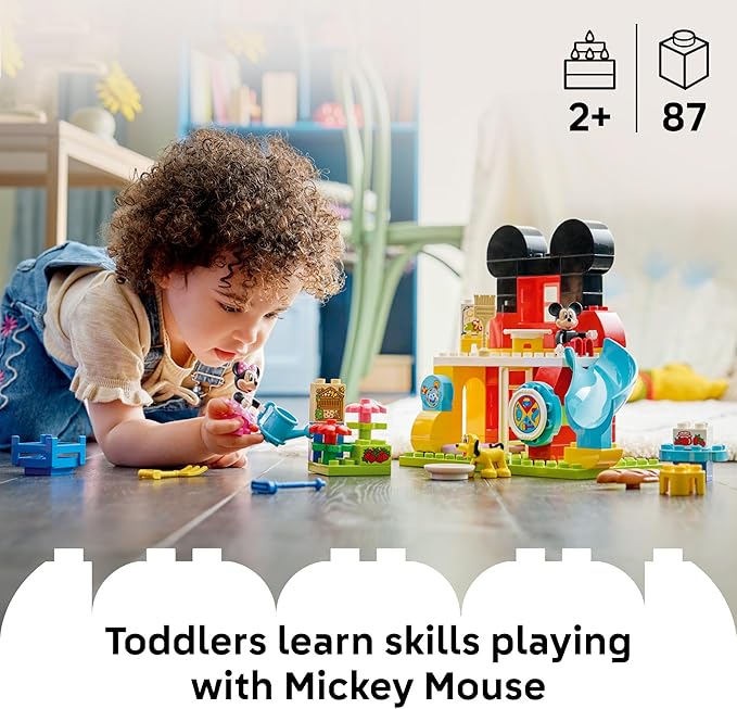 LEGO DUPLO Disney Mickey Mouse Clubhouse with Minnie & Pluto Building Toy - Fine Motor Skill Toy for Toddlers, Ages 2+ - Mickey Mouse Toy for Boys & Girls - Birthday Gift for Kids - 10465