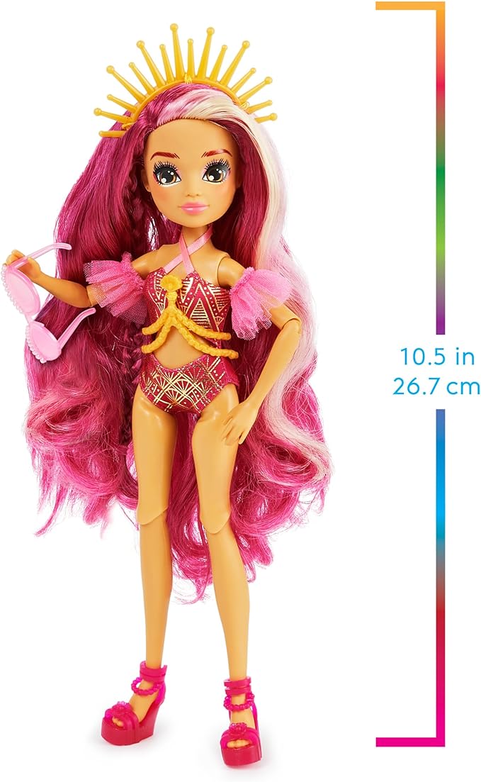 MERMAID HIGH, Spring Break Searra Mermaid Doll & Accessories with Removable Tail and Color Change Hair Streak, Kids Toys for Girls Ages 4 and up