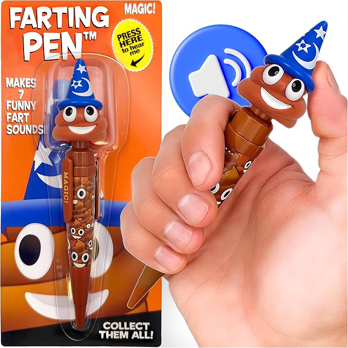 Farting Poop Pen with 7 Funny Fart Sounds - Easter Basket Stuffers for Teens & Kids, Silly Novelty Gag Gift for Boys & Girls, Easter Toys Essentials, Great for Birthdays, Funny Gift (Wizard)