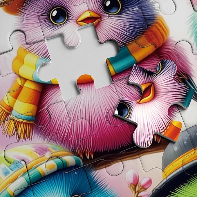 Colorful Bird Hat Puzzles for Adults 1000 Pieces Nature, Cute Chicken Flower Art Jigsaw Puzzles, Pretty Wildlife Impossible Hard Difficult Challenging Puzzle