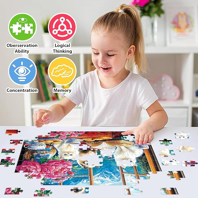 100 Piece Puzzles - Cute Ragdoll Cats Puzzles for Kids Ages 4-6 6-8 8-10, Large Piece Puzzle for Seniors for Elderly Activity for Adults Kids Puzzle Ages 5-8 Great Gift for Boys Girls