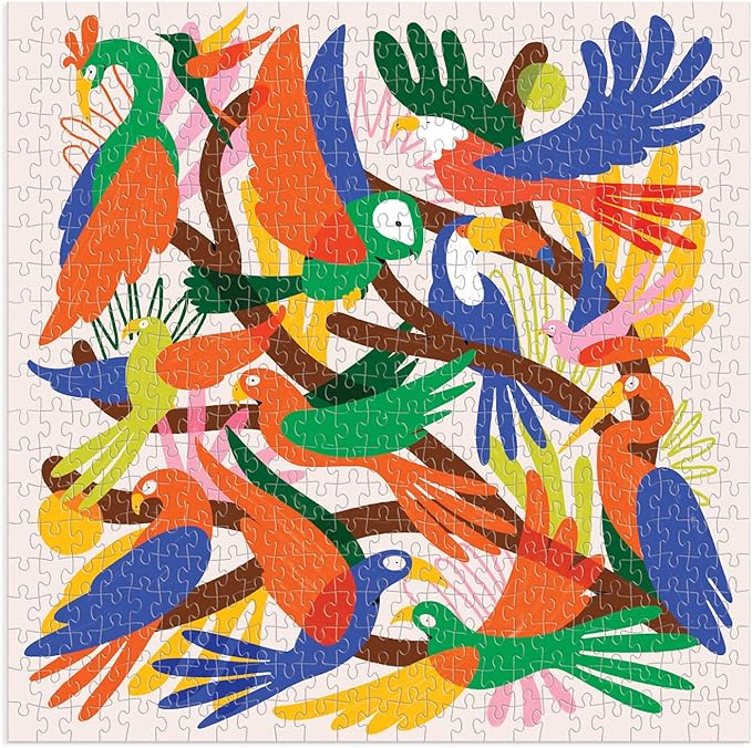 Galison Chromatic Birds 500 Piece Puzzle from Galison - Fun and Challenging Puzzle for Adults, Colorful Modern Illustrations of Birds, Thick and Sturdy Pieces, Great Gift Idea