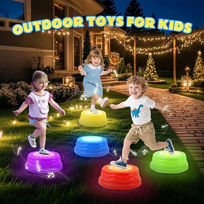 Stepping Stones for Kids,Toddler Stepping Stones Indoor & Outdoor, 5pcs Light up & Music Non-Slip Balance Sensory Toy,Obstacle Course, Promoting Sensory Coordination Skills, Gifts for Children Aged 3+