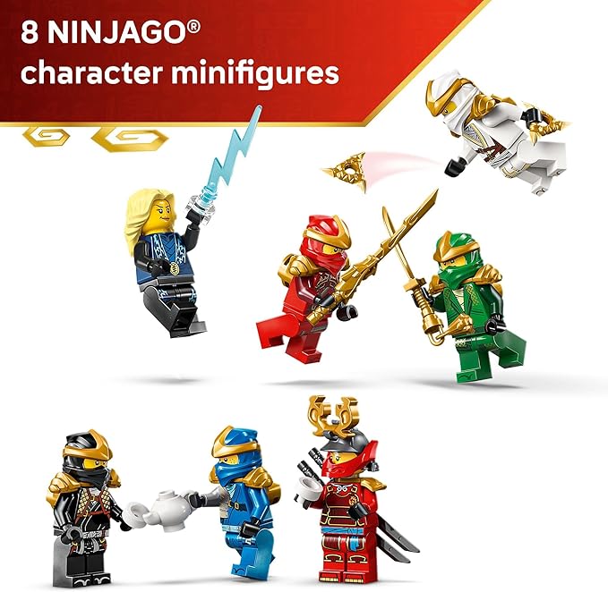 LEGO NINJAGO Ninja Character Display 15th Anniversary Building Toy for Kids, Ages 14+ - Ninja Playset W/Elemental Master of Lightning + 7 Minifigures - Gift Idea for Teen Boys & Girls - 71866