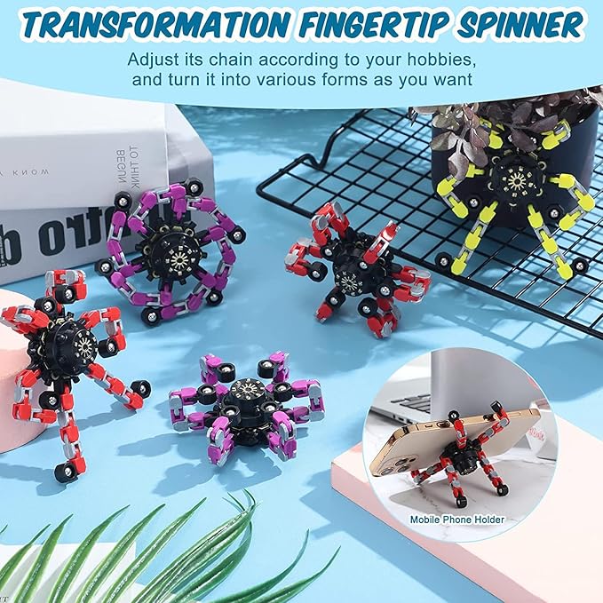 18pcs Random Fidget Spinners,DIY Deformable Robot Fingertip Toys,Decompression Spinner,Deformable Creative Mechanical Gyro Toys,Stress Relief Mechanical Chain Toy for Kids Adults，Party Supplies