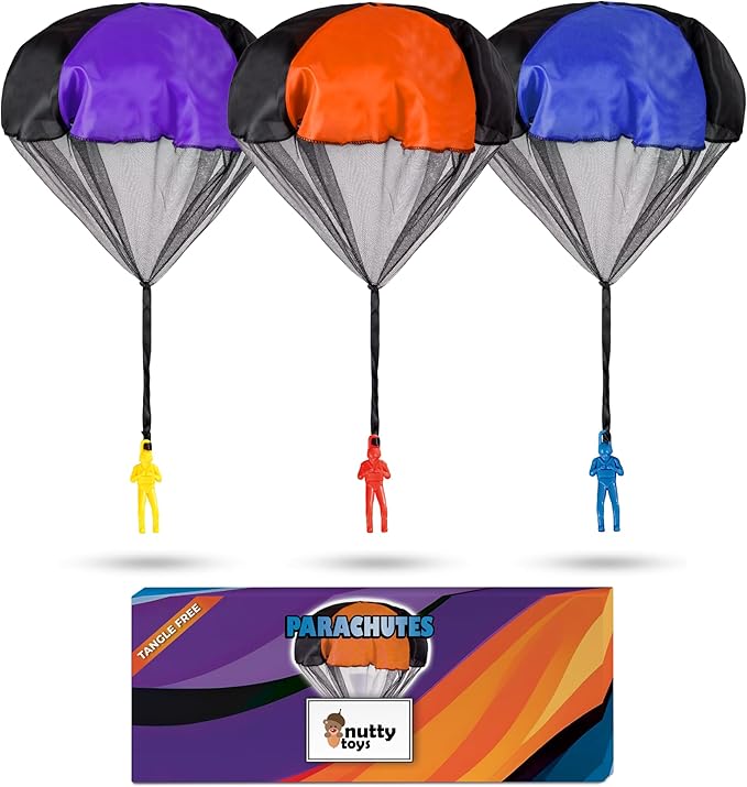 nutty toys Parachute Toys for Kids - Tangle Free Outdoor Flying Parachute Men, Top Indoor & Outside for 3 4 5 6 7 8 9 10 11 12 Year Old, Best Easter Basket Stuffers Idea 2026, Unique Boy & Girl Gifts
