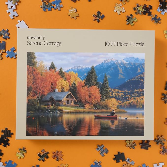 Serene Cottage Jigsaw Puzzle for Adults – 1000 Piece Puzzle with Bonus Poster Included, Unique Design & Vibrant Colors