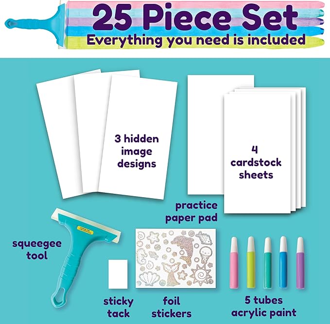 Creativity for Kids Squeegeez Magic Reveal Craft Kit: Mermaid - Dot Painting Art Kits for Kids, Cool Mermaid Gifts for Girls and Boys (Ages 7+)