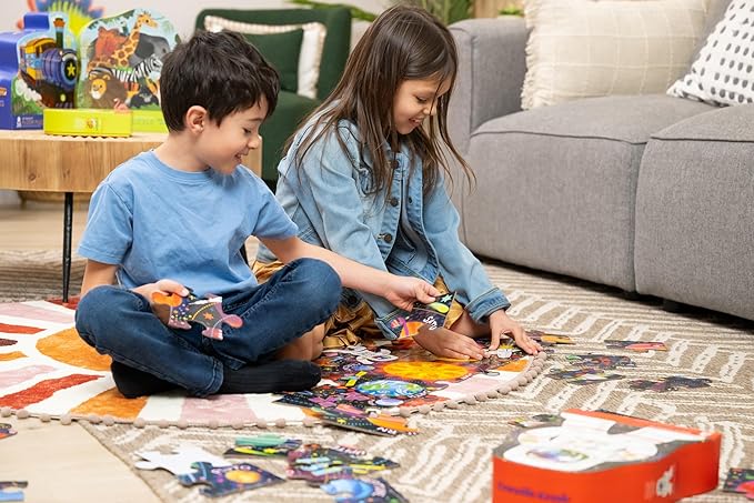 Crocodile Creek 36-Piece Jigsaw Floor Puzzle with Heavy-Duty Shaped Box for Storage, Large 16" x 20" Completed Size, Designed for Kids Ages 3 Years and up, Haunted House