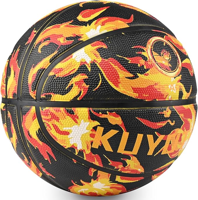 KUYOTQ Kids Youth Adult Size 3/4/5/6/7 (22/25.5/27.5/28.5/29.5") Basketball Premium Rubber or Faux Leather Basketball Indoor Outdoor Basketball for Boys Girls Womens Mens Basketball Gifts (Deflated)