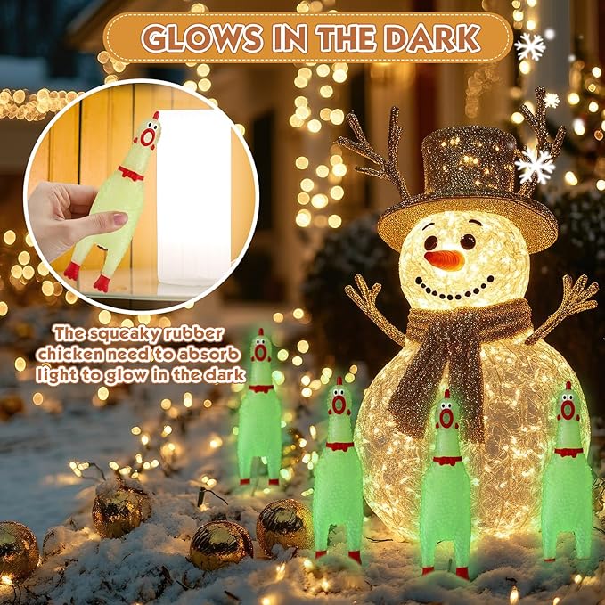 Honoson 50 Pcs Glow in The Dark Rubber Chicken 6.5 Inch Luminous Screaming Glowing Novelty Squeaky Chicken Prank Novelty Party for Adults, Family Games (Yellow)