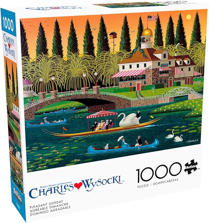 Buffalo Games – Pleasant Sunday – Charles Wysocki – 1000 Piece Jigsaw Puzzle  Colorful Puzzle for Adults – Precision-Cut Pieces, Beautiful Artwork, and Hours of Relaxing Fun