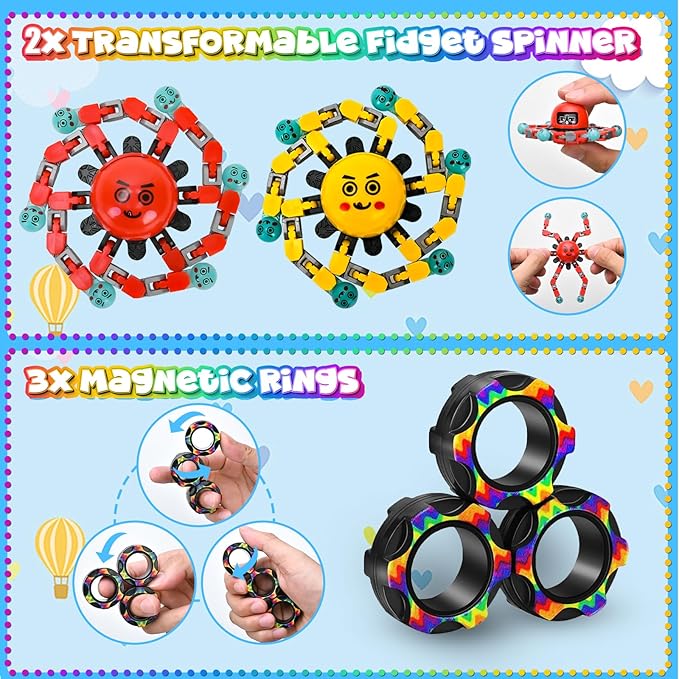 15Pack Fidget Toys Bulk for Kids Adult, Easter Basket Stuffers Gifts Sensory Autism ADHD Autistic Figette Classroom Treasure Prize Box School Must Have Stress Anxiety for Age 5-7 8-12 Valentines Day