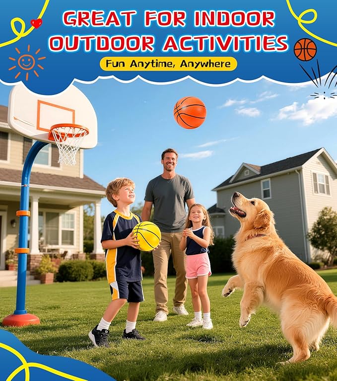 6 Pack Mini Basketball Set with Pump,6" Inflatable Small Balls Replacement for Indoo & Outdoor Mini Hoop,Multicolor Basketball for Kids,Toddlers
