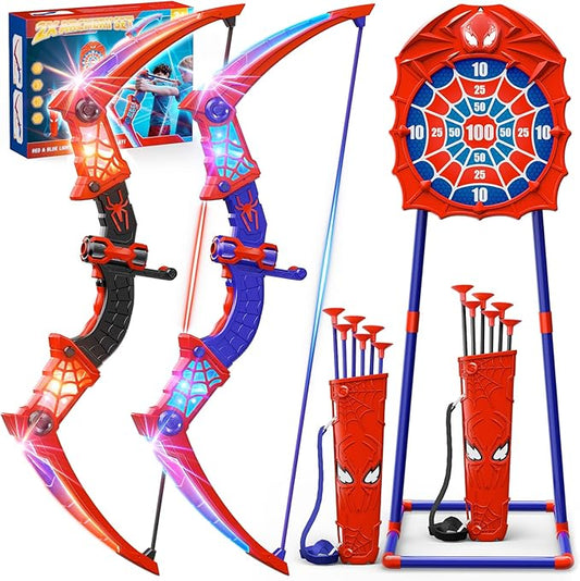 Toys for Boys Age 3-12, 2 Pcs Shooting Set with Red & Blue LED Lights, Standing Target & 2 Quiver, Indoor & Outdoor Kid Toys Gifts for 3 4 5 6 7 8 9 10 11 12 Year Old Boys Girls